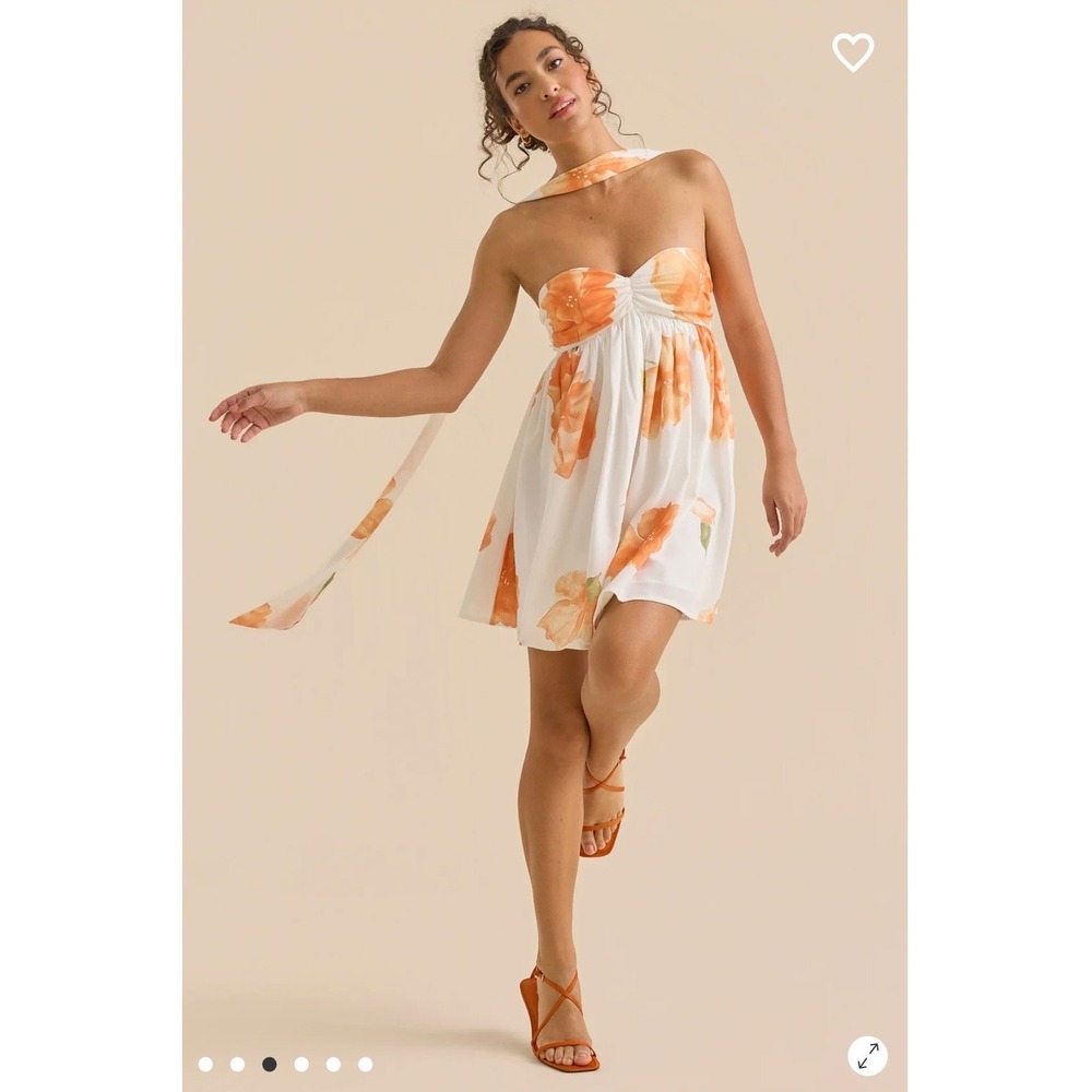 Altar'd State Floral Strapless Mini Dress with Scarf Detail Size Medium - Picture 1 of 11